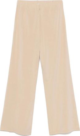 Le Tricot Perugia Wijde pijpen broek met elastische tailleband - Dames - Wijde Broeken - Beige - L - Broeken