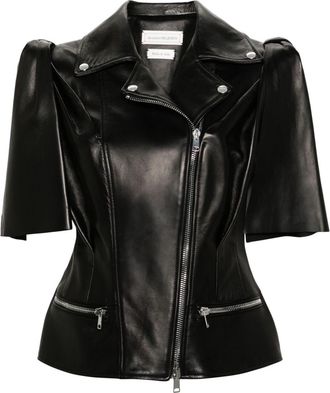 Alexander McQueen Knotted Bow leather biker vest - women - Cupro/Calf Leather/Lambskin - 42 - Black