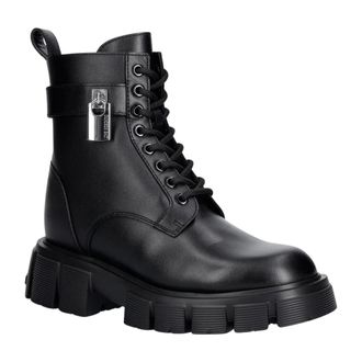 Love Moschino Workers Platform Enkellaars - Dames - Schoenen - Zwart - Maat: 38 EU Leer