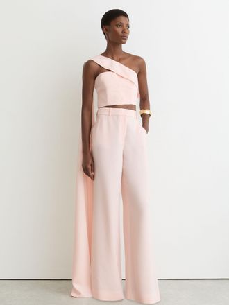 Reiss Pale Pink Wide-leg Tailored Trousers, 12R