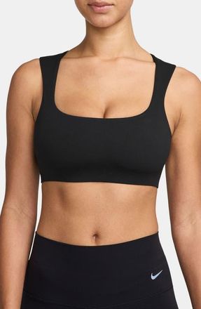 Nike Zenvy Dri-FIT Open Back Sports Bra in Black/Cool Grey at Nordstrom, Size X-Small