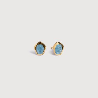 Monica Vinader Gold Odyssey Gemstone Stud Earrings Aquamarine