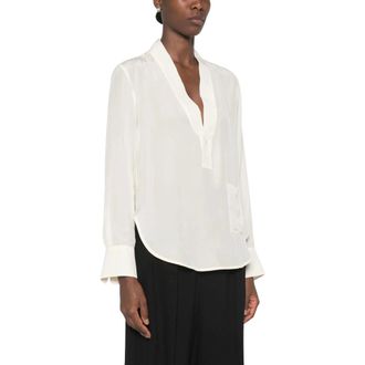 Victoria Beckham V-neck Shirt - female - Victoria Beckham - Blouses - Beige - 2XS - Blouses & Shirts