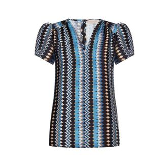 Rinascimento Rinascimento, Blouses, female, Blue, Size: 2XS Stylish Geometric Print Mini Dress