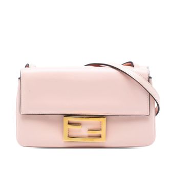 Fendi Pre-owned Womens Leather Duo Baguette Crossbody - Light Pink - One Size
