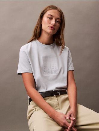 Calvin Klein Jeans Calvin Klein Womens Blur Logo Graphic Classic T-Shirt - Blue - XS