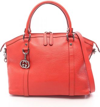 Gucci Red Color Leather Handbag Tote Bag (Pre-Owned)