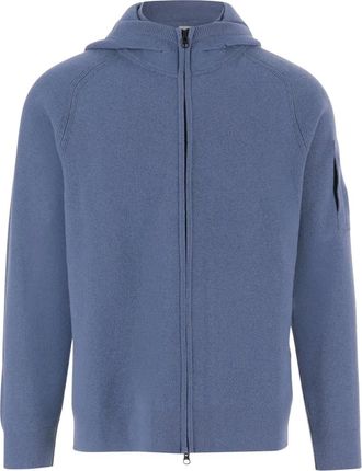 C.P. Company C.p. Company - Lens Gebreide Rits Hoodie - Heren - Sweatshirts & Hoodies - Blauw - Maat: 2XL Wol