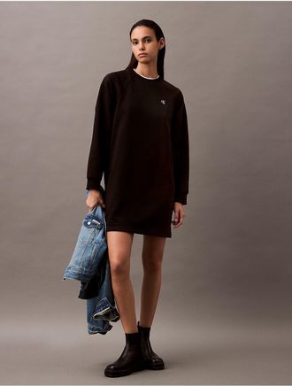 Calvin Klein Womens Archive Logo Fleece Dress - Black - XS
