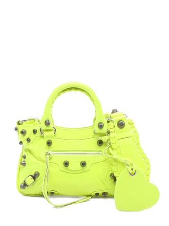 Balenciaga 10s kleine leren handtas met studs - Geel