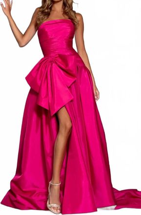 Sherri Hill Strapless Tafetta Evening Gown In Fuchsia