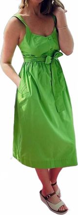 Jade Yoga Grass Bodice Sundress Midi Dress In Green