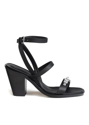 Herm&egrave;s Herm&eacute;s Black Leather Ivresse 65 Sandal with Palladium Hardware Size 39