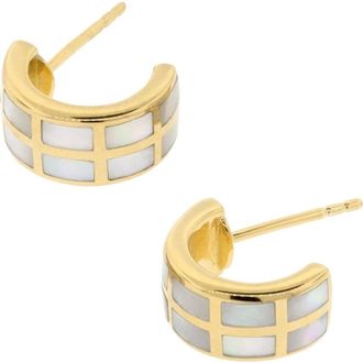 Jan Leslie Dash Huggie Earring Set In Sterling With 18K Gold Overlay in White at Nordstrom