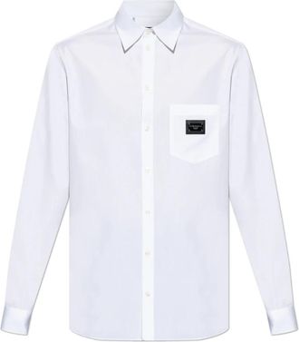 Dolce & Gabbana Overhemd met zak - Heren - Zakelijke Overhemden - Wit - 2XL - Katoen - Overhemden