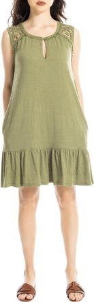 Max Studio Lace Trim Sleeveless Trapeze Dress in Sage-Sage at Nordstrom Rack, Size X-Small