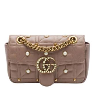 Gucci Pre-owned Quilted Shoulder Bag - Dames - Pre-owned - Bruin - Maat: ONE Size Leer