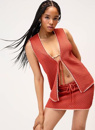 Rhythm Womens Pointelle knit knotted sweater vest