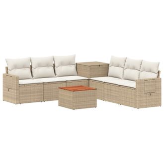 vidaXL Juego De Sof&aacute; 8 Uds. Beige Y Blanco Crema Vidaxl