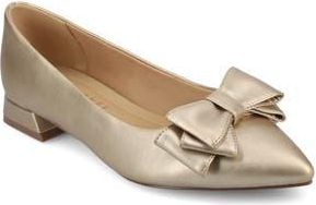 Journee Collection Ophelia Bow Pointed Toe Flat in Champagne at Nordstrom Rack, Size 9.5