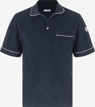 Moncler Frottee-Polohemd mit Paspeln und Brusttasche