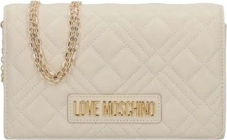 Love Moschino clutch bag with shoulder strap - ivory gold