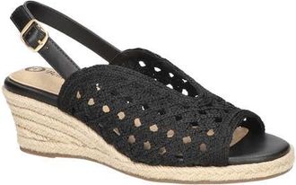 Bella Vita Bethany Slingback Wedge Sandal in Black Raffia at Nordstrom, Size 6.5