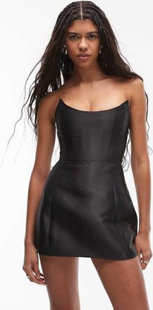 Heiress Beverly Hills Heiress - Beverly Hills - Vestito corto strutturato a fascia in raso nero con allacciatura sulla schiena