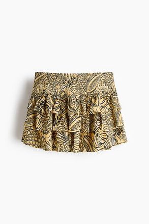 H&M Tiered Viscose Mini Skort in Beige/black at Nordstrom, Size Xx-Small