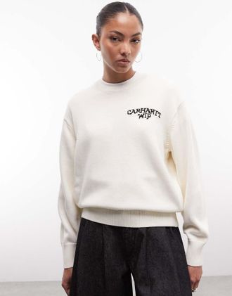 Carhartt Work in Progress Hugging Cats - Maglione bianco