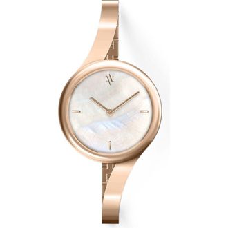 Vanna Claire Gemstone Watch in White Pearl-Rose Gold at Nordstrom