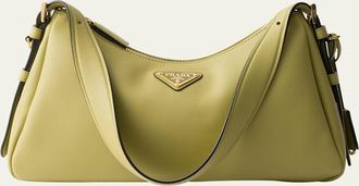 Prada Medium Aimee Zip Leather Shoulder Bag