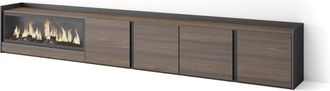 Skraut Home Skraut Home - Mueble Tv, Televisi&oacute;n, Muebles De Sal&oacute;n, Almacenaje, 315x35x50cm, Para Tv Hasta 80, Chimenea El&eacute;ctrica Xxl, Estilo Moderno, Roble Oscuro