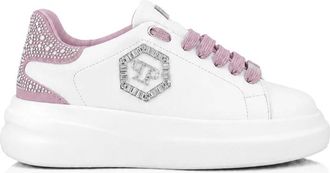 Philipp Plein Schoenen, Dames, Wit, 35 EU, Leer, Low-Top Sneakers Megastar Strass