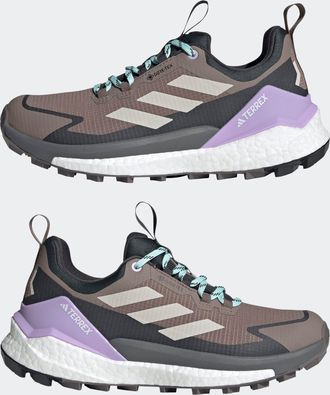 ADIDAS TERREX Wanderschuh ADIDAS TERREX FREE HIKER 2.0 LOW GORE-TEX, Damen, Gr. 38,5, trabrn, wonalu, carbon, Synthetik, Textil, Schuhe Wanderschuh, wasserdicht dan