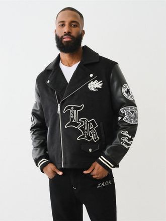 True Religion Mens Biker Jacket in Jet Black - Size Small