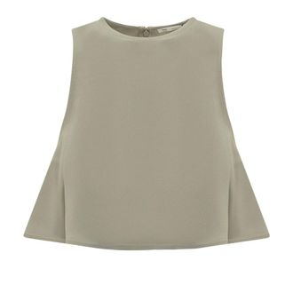 Ami Blouses, female, Green, Size: XS Flared Cropped Top