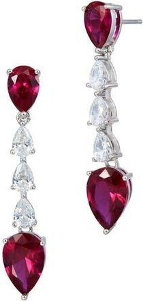 Savvy Cie Jewels Pear Cut Cubic Zirconia Linear Drop Earrings in Ruby Red at Nordstrom Rack