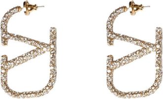 Valentino Garavani Golden VLogo Drop Earrings