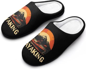 Generic Vintage Kayaking Slippers Men Winter Warm Cotton Anti-Slip Indoor Slip-Ons House Shoes