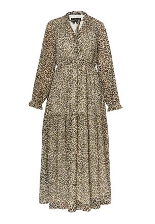 Faina Maxi-jurk met luipaardprint Dames Lichtbeige veelkleurig