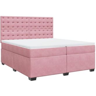 vidaXL Cama Box Spring Con Colch&oacute;n Terciopelo Rosa 200x200 Cm Vidaxl