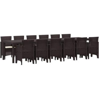 vidaXL Conjunto De Comedor De Jard&iacute;n 13 Pcs Marr&oacute;n Ratan Polt Vidaxl