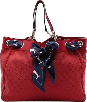 Gucci Pre-owned Womens Large Gg Canvas Positano Tote - Red Textile - One Size