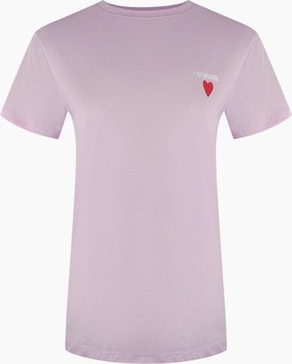 Love Moschino Womens Love Moschino Small Heart Signature Logo Pink T-Shirt - Purple - Size: 18/16