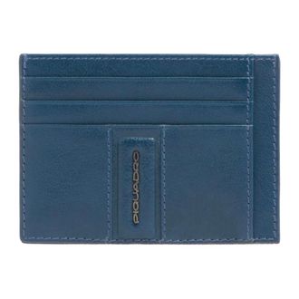 Piquadro Accessoires, Heren, Blauw, ONE Size, Leer, Slanke Pasjeshouder van Leer