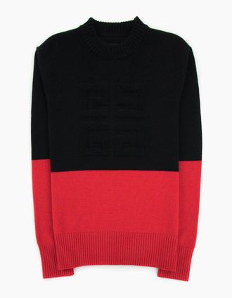 Givenchy Mens Givenchy 4g Colour Block Cashmere Jumper Black/Red 009 - Size: 36