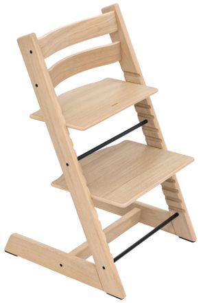 Stokke Hochstuhl, Perlmutt, Holz, Eiche, massiv, Hartholz, 46x79x49 cm, Fußstütze verstellbar, Sitzfläche verstellbar, speichel- und schweißechte Lackierung,