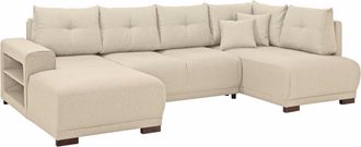 HOME AFFAIRE Wohnlandschaft »Viborg U-Form« mit Regal in der Armlehne, wahlweise mit Bettfunktion