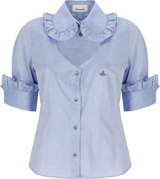 Vivienne Westwood Toulouse Frill Shirt - Dames - Overhemden - Blauw - XL - Katoen - Overhemden
